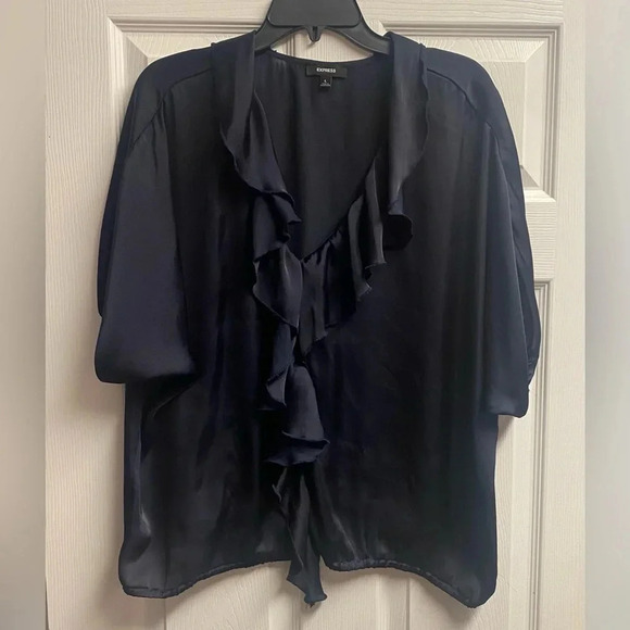 Express Tops - Express Satin Ruffle Blouse Size Large